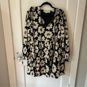 Floral Black and Cream Dress